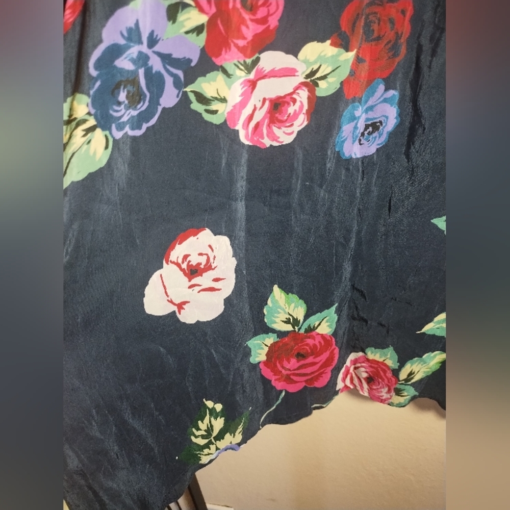 Johnny Was Navy Embroidered Floral Tunic with Pink & Purple Accents - Picture 13 of 16